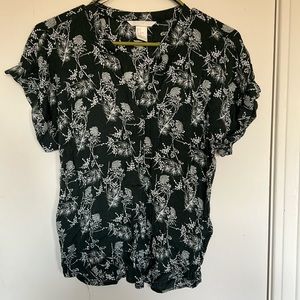 Dark green patterned blouse